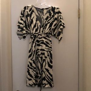 Zebra print open sleeved dress